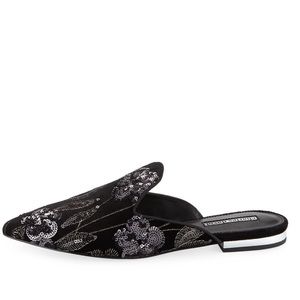 Charles David Willis Pointed Sequined Velvet Mule